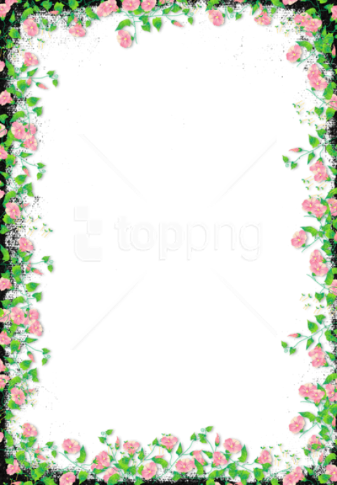 Free Png Black Transparent Flower Frame Background - Border Design Png Flower Clipart (480x691), Png Download