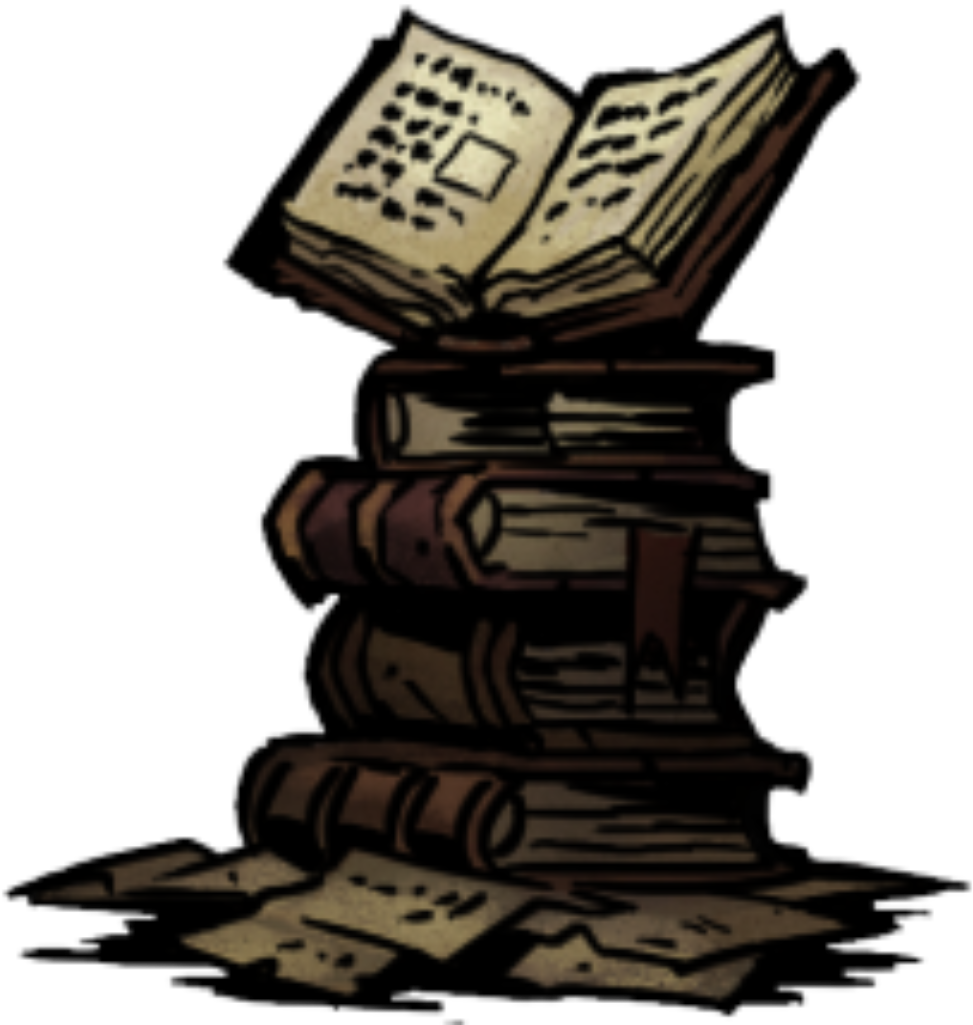 Stack Of Books - Darkest Dungeon Memes Unsettling Passage Clipart (973x1025), Png Download