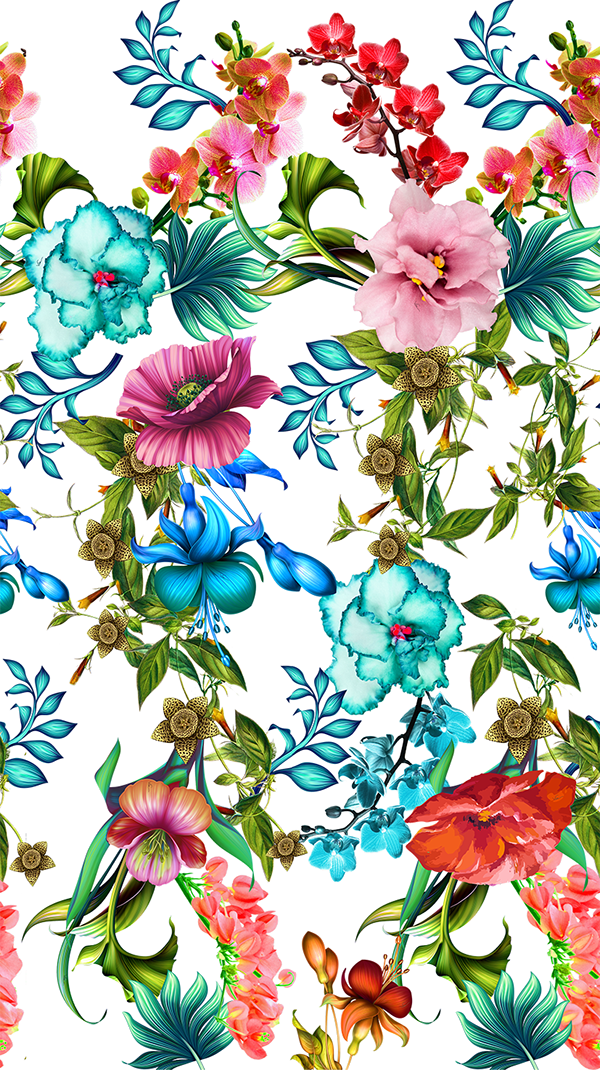 Floral Clipart Floral Print - Motif - Png Download (600x1070), Png Download