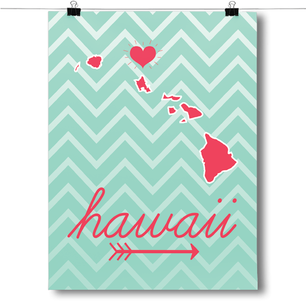 Hawaii State Chevron Pattern - Greeting Card Clipart (601x590), Png Download