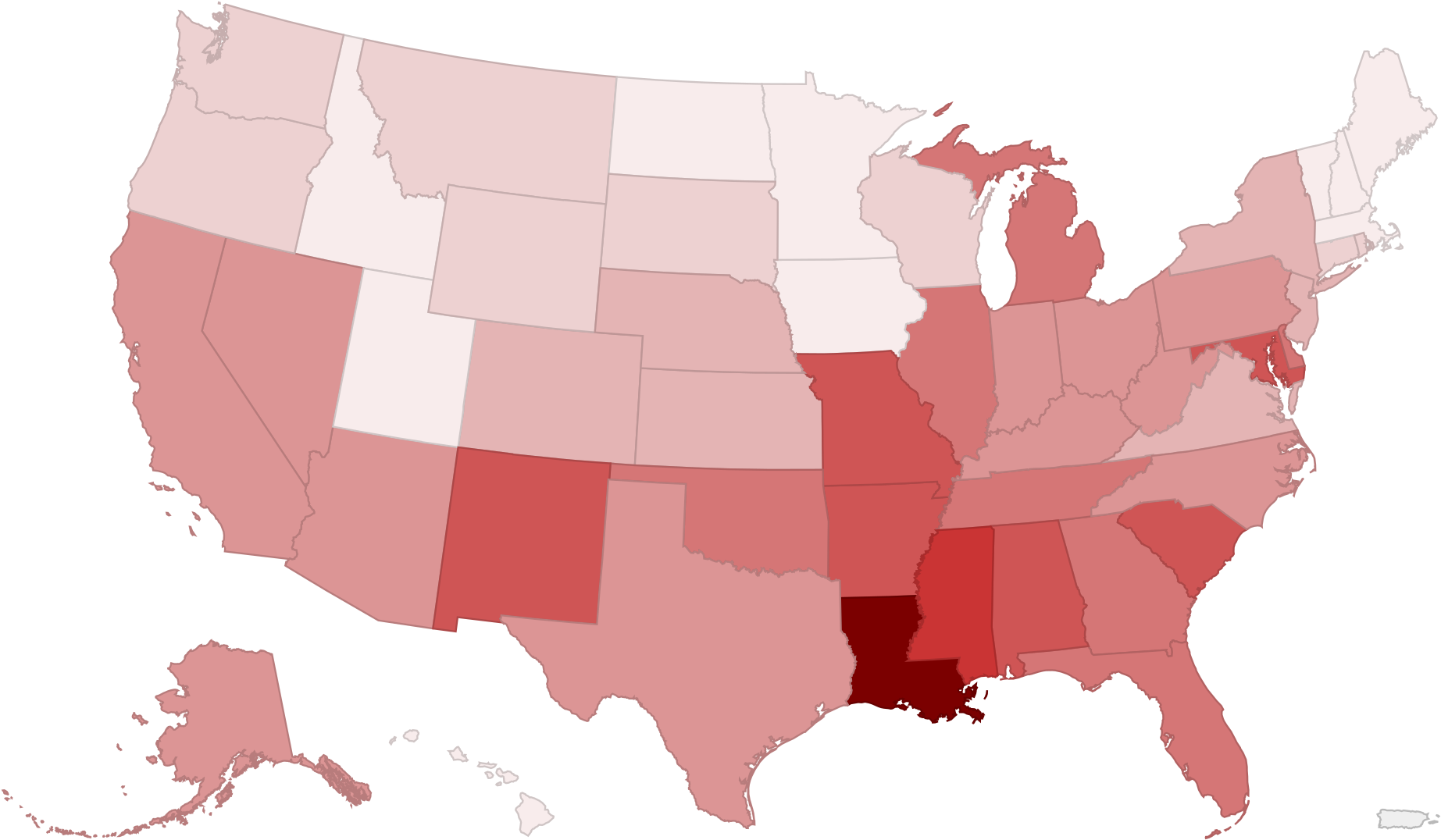 Homicide Rate By State[edit] - Cdc Obesity Map 2016 Clipart (2000x1174), Png Download