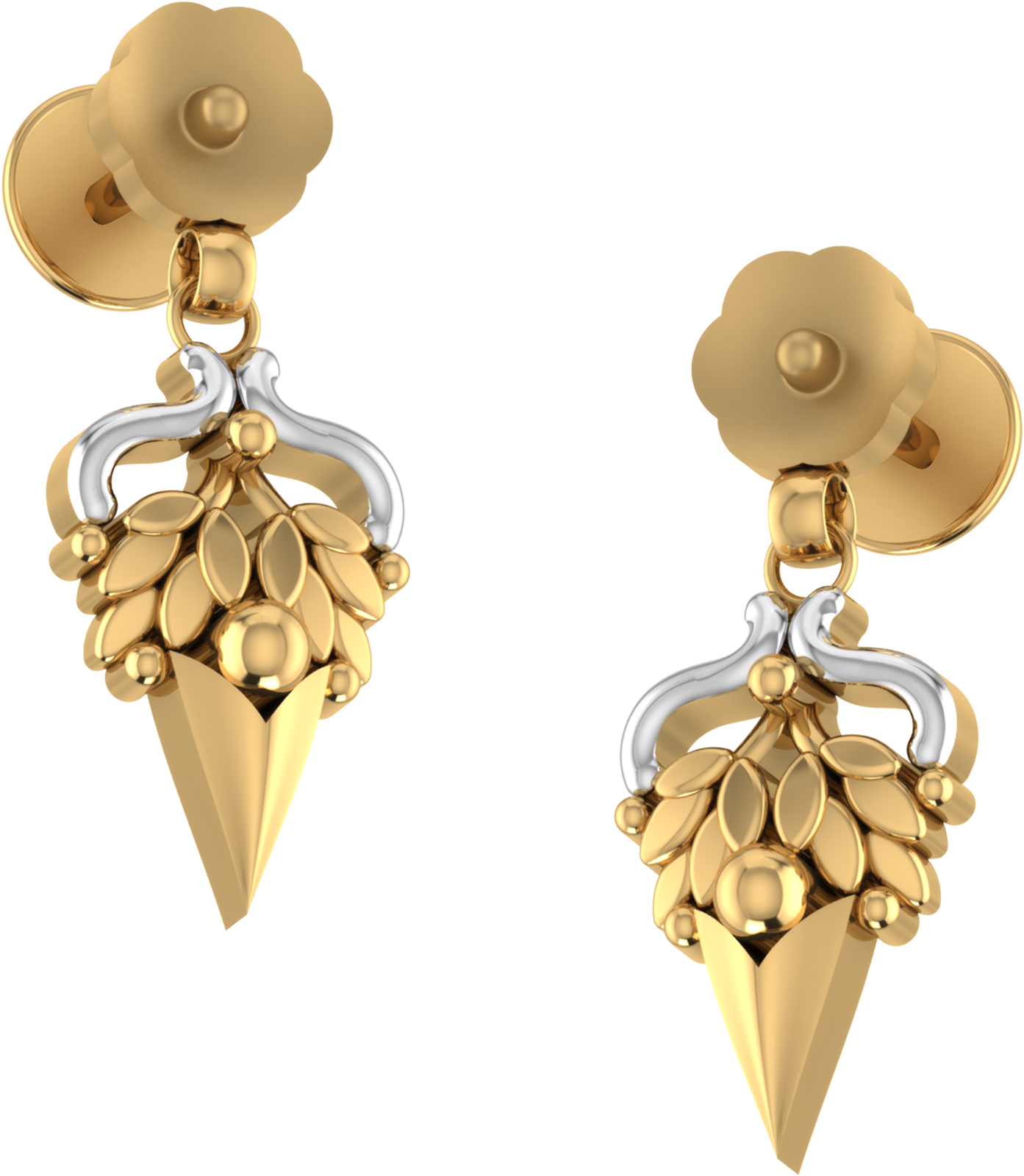 Astounding Leaf, Arrow & Floral Gold Drop Earrings - Earrings Clipart (2000x2000), Png Download