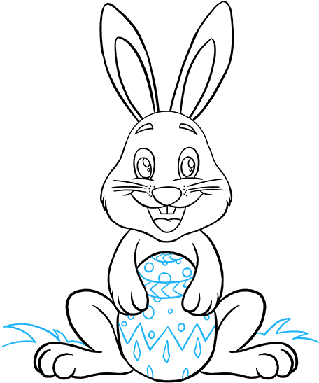 Easter Bunny Drawings - Easter Bunny Easy Drawing Clipart (680x678), Png Download