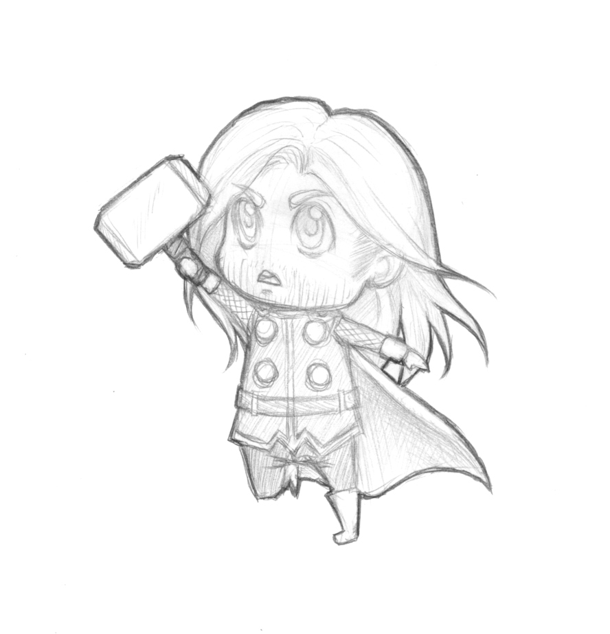 Thor Image Drawing - Thor Coloring Pages Chibi Clipart (900x950), Png Download