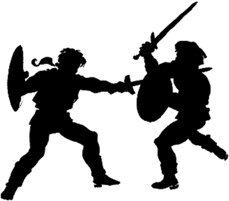 Fight Clipart Sword - Two People Sword Fighting - Png Download (768x432), Png Download