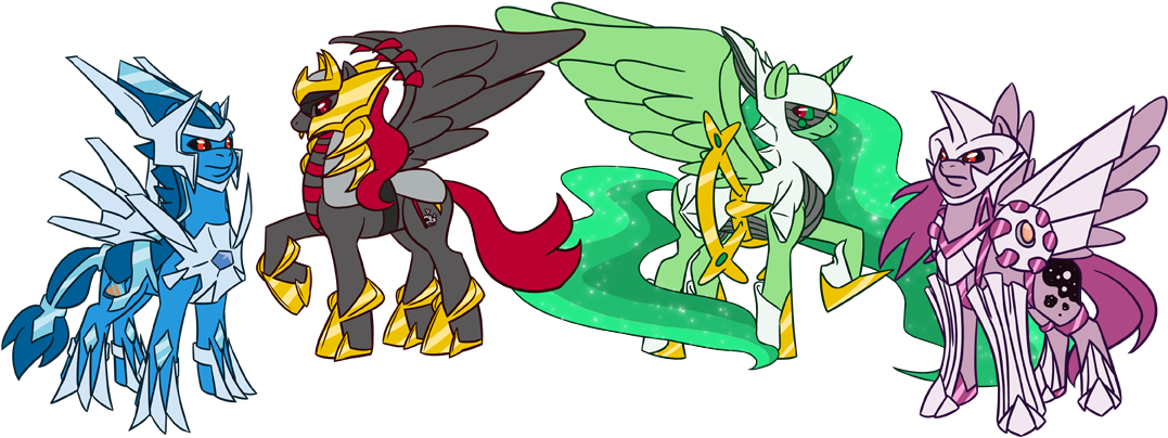 Otakugal15, Crossover, Dialga, Giratina - Dialga Palkia Giratina And Arceus Clipart (1080x425), Png Download