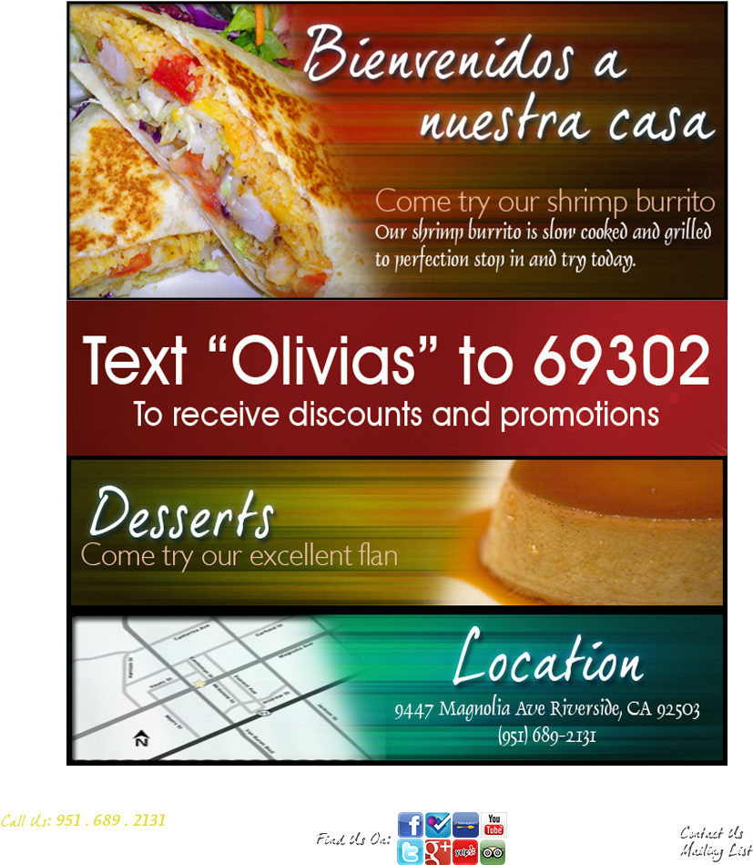 Olivia's Mexican Restaurant, 9447 Magnolia Avenue, - Flyer Clipart (1080x1005), Png Download