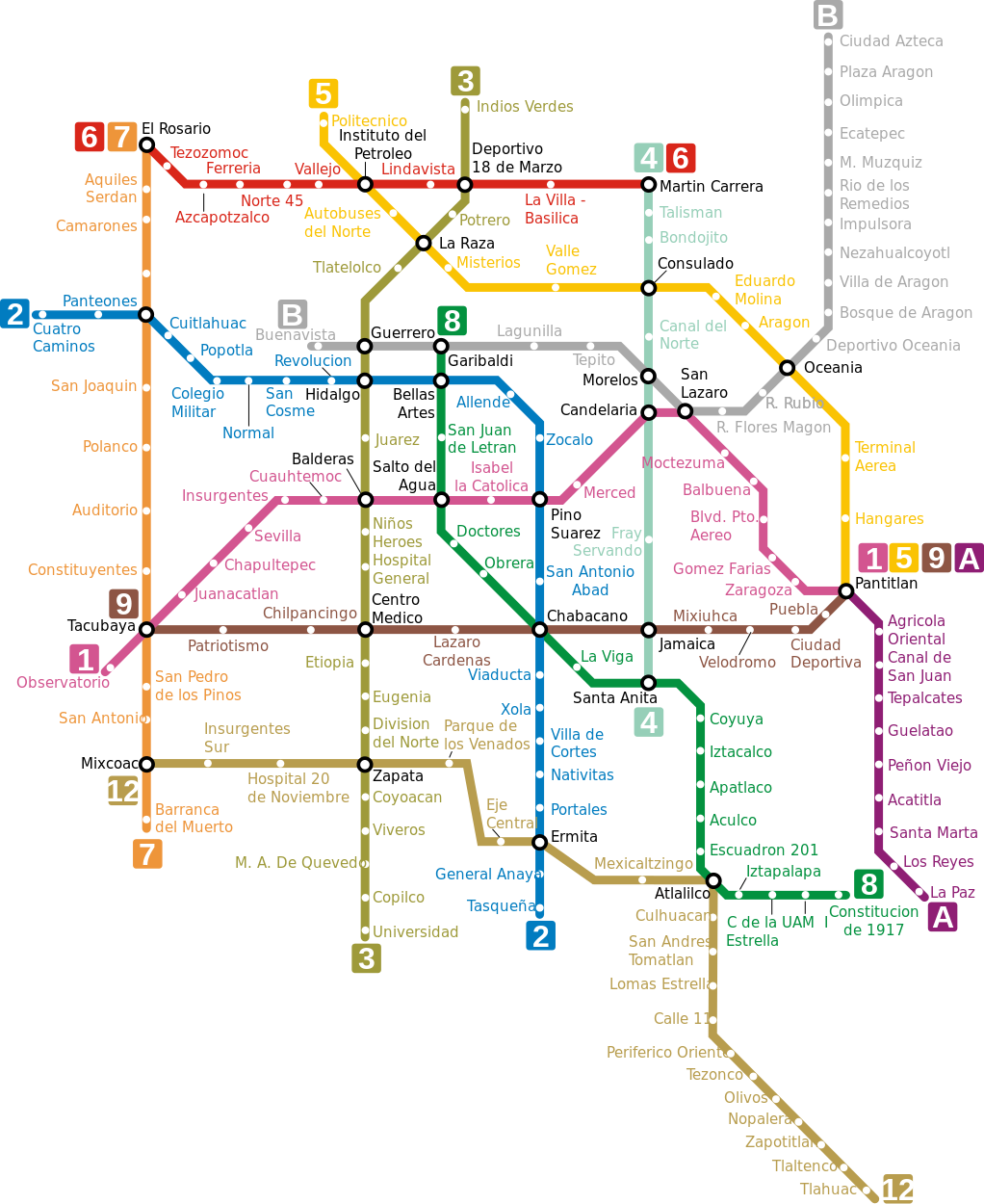 Mapa Del Metro De Ciudad De Mexico, Mexico El Metro - Mexico Metro Clipart (1022x1250), Png Download