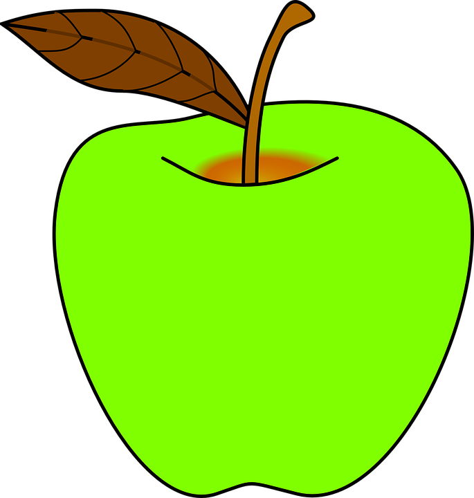 Green Apple Png - Green Apple Clipart Black And White Transparent Png (570x599), Png Download