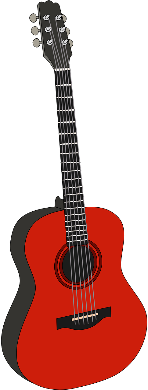 Guitar Acoustic Guitar Music Png Image - Red Guitar Clipart Transparent Png (640x1280), Png Download