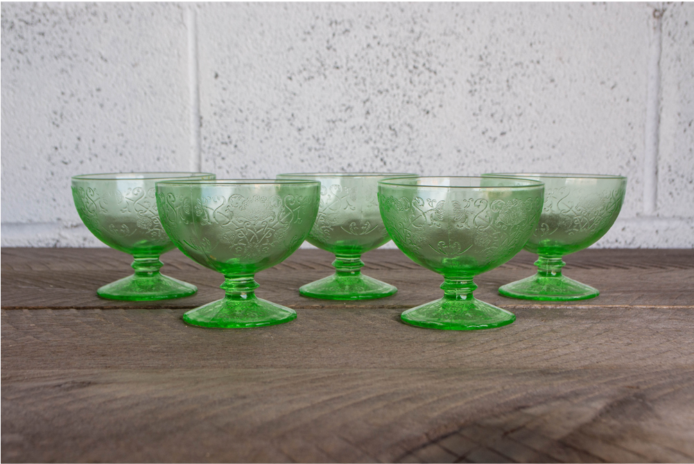 Set Of 5 Depression Era Goblet Glasses - Champagne Stemware Clipart (1000x1326), Png Download