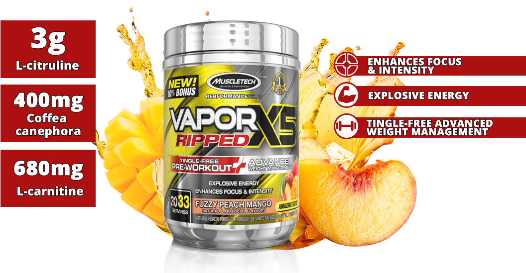 Vapor X5 Ripped - Muscletech Vapor X5 Ripped Clipart (1088x553), Png Download