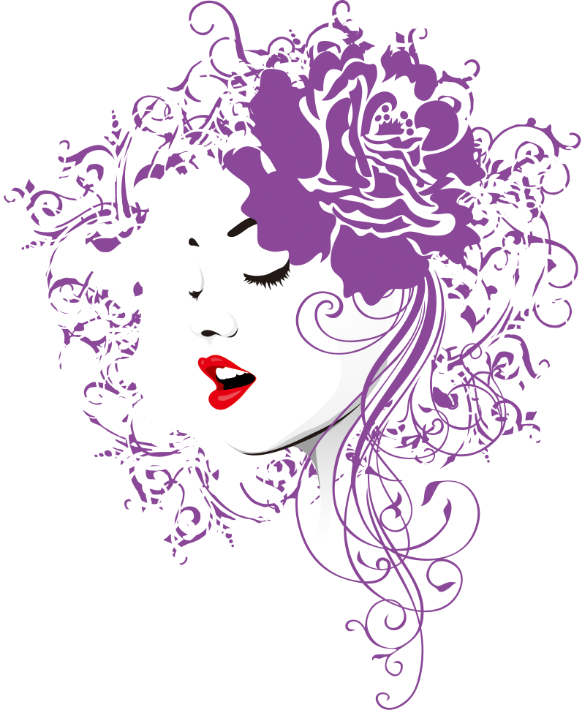 #woman #flowers #face #purple #silhouette #hair #lips - Rose Girl Vector Clipart (582x710), Png Download