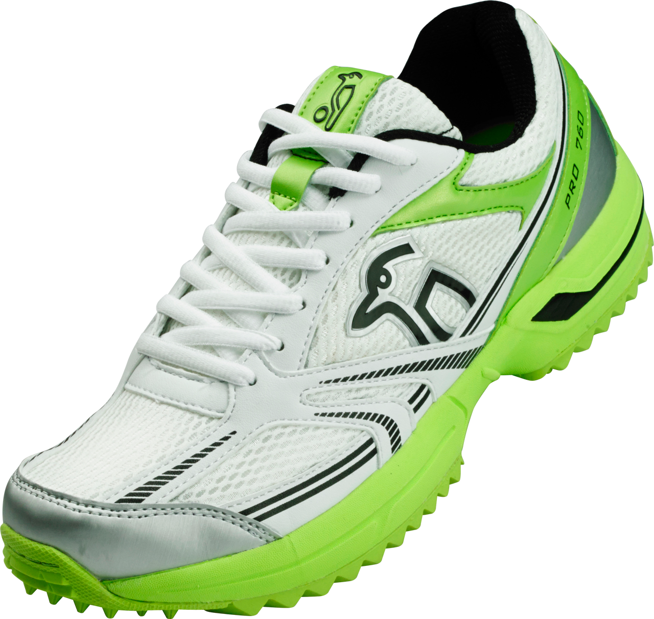 Kookaburra Pro Rubber Stud Cricket Shoes Green Silver - Kookaburra Shoes Clipart (1280x1211), Png Download