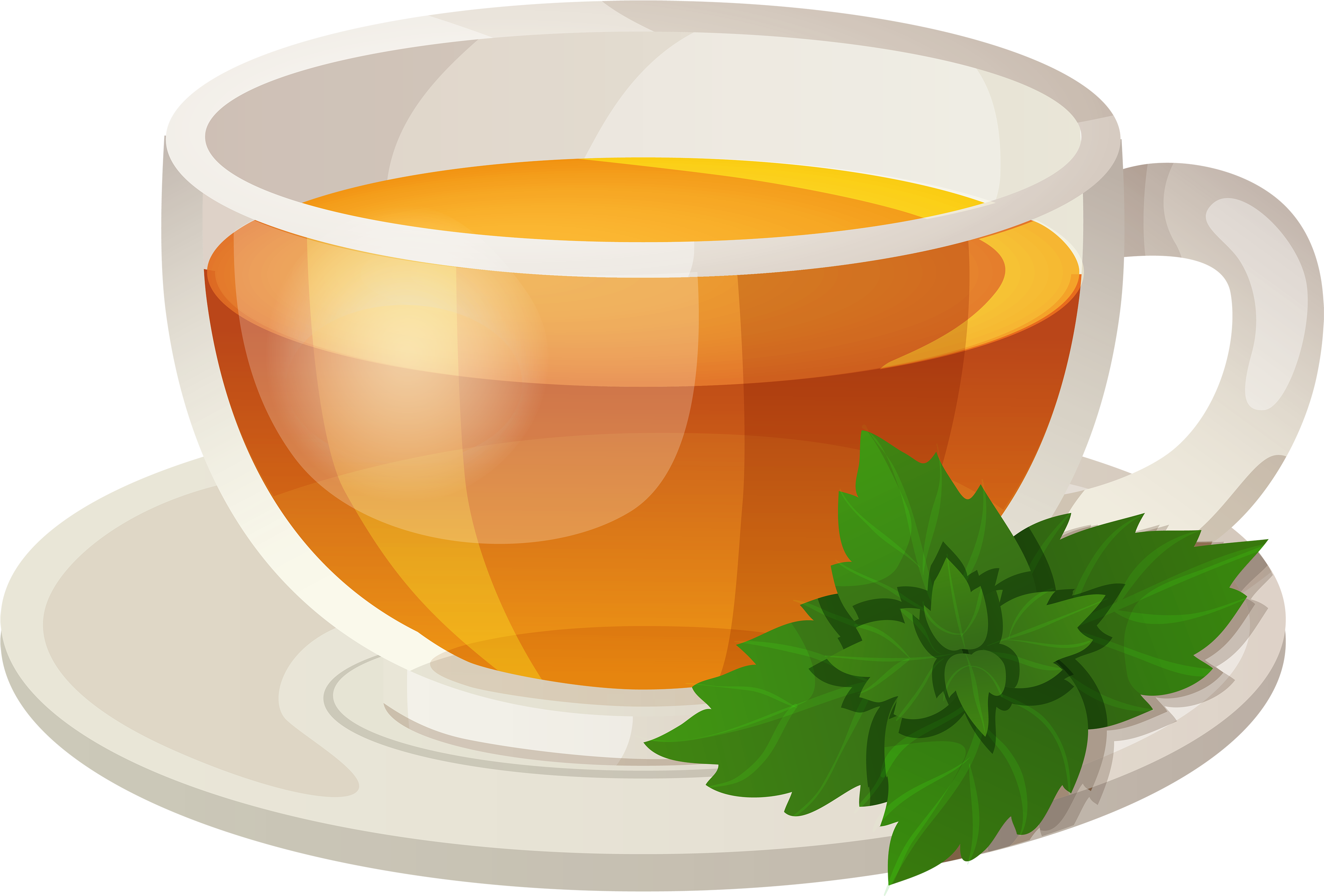 Tea Cup Clip Art - Transparent Green Tea Clip Art - Png Download (4000x2708), Png Download