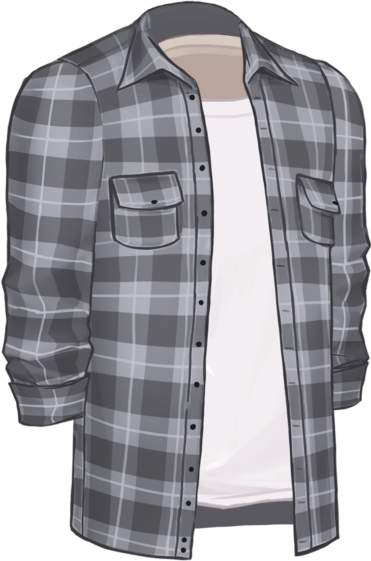 C 4mgeneric S4shirtlong Openflannel Cottoncoolgrey - Plaid Clipart (1184x1184), Png Download