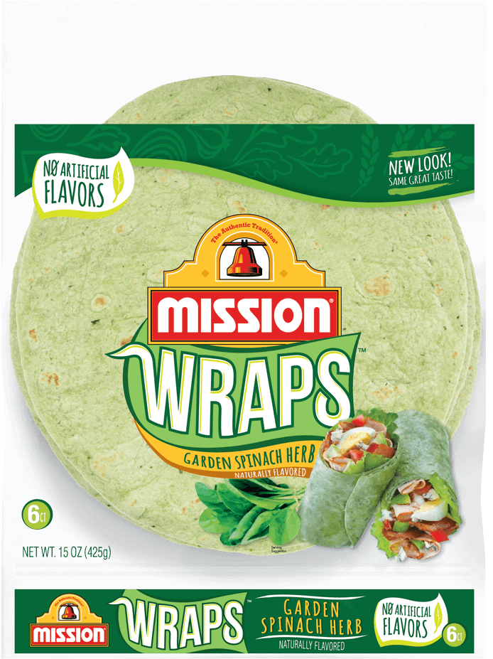 Garden Spinach Wraps - Mission Spinach Wrap Clipart (880x940), Png Download
