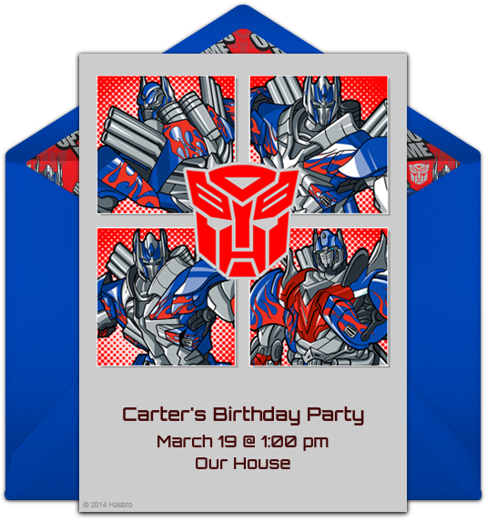 Optimus Prime Squares Online Invitation - Transformers Birthday Invitations Clipart (650x650), Png Download