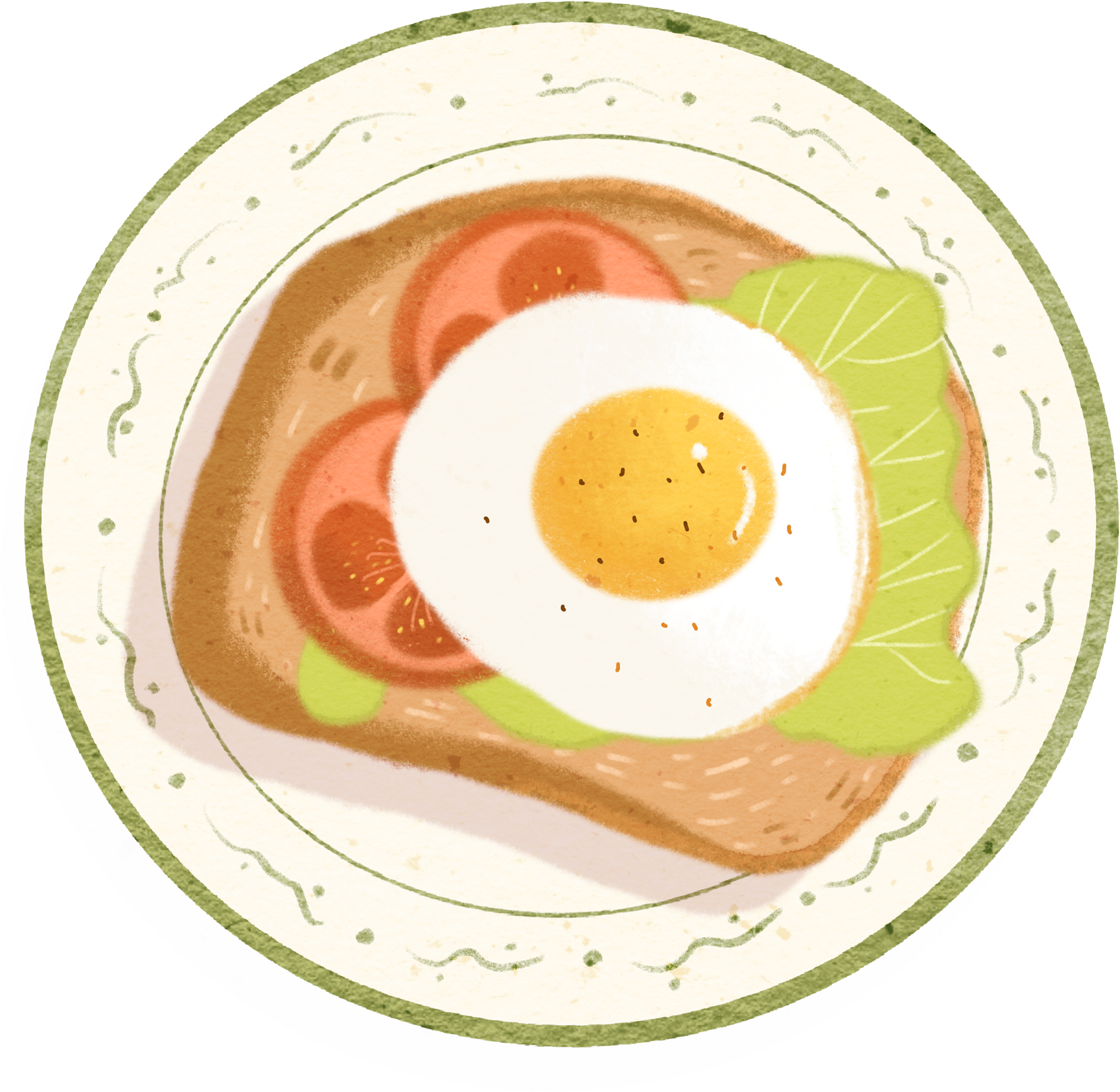 Cartoon Hand Drawn Illustration Fresh Png And Psd - Toast Clipart (2000x2000), Png Download