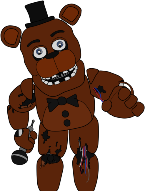 Fnaf Drawing Withered - Fnaf 2 Withered Freddy Drawing Clipart (1214x658), Png Download