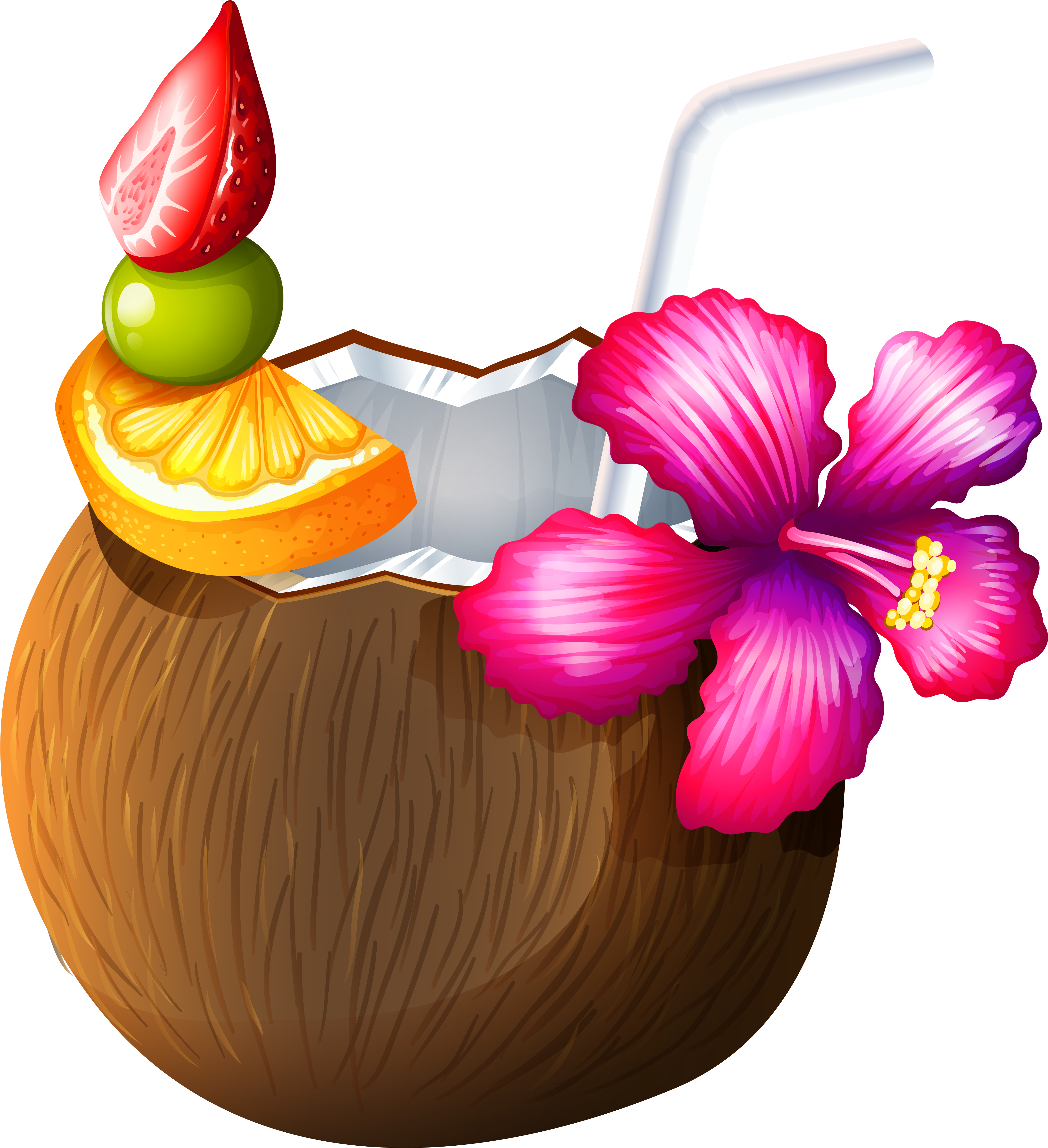 Exotic Coconut Cocktail Png Clipart - Coconut Drink Clip Art Transparent Png (563x600), Png Download