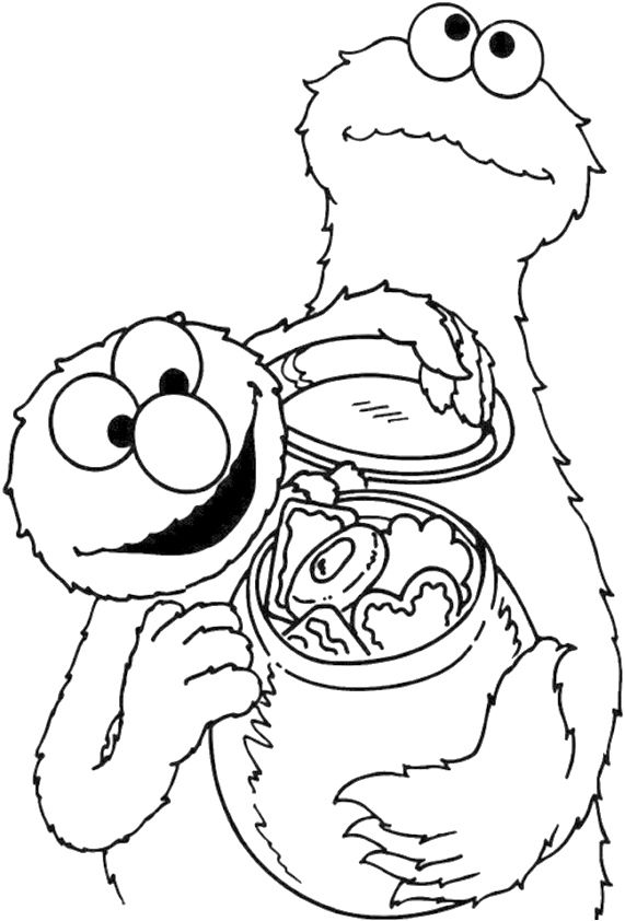 Cookie Monster Share Cookies Coloring Page - Coloring Book Clipart (700x860), Png Download