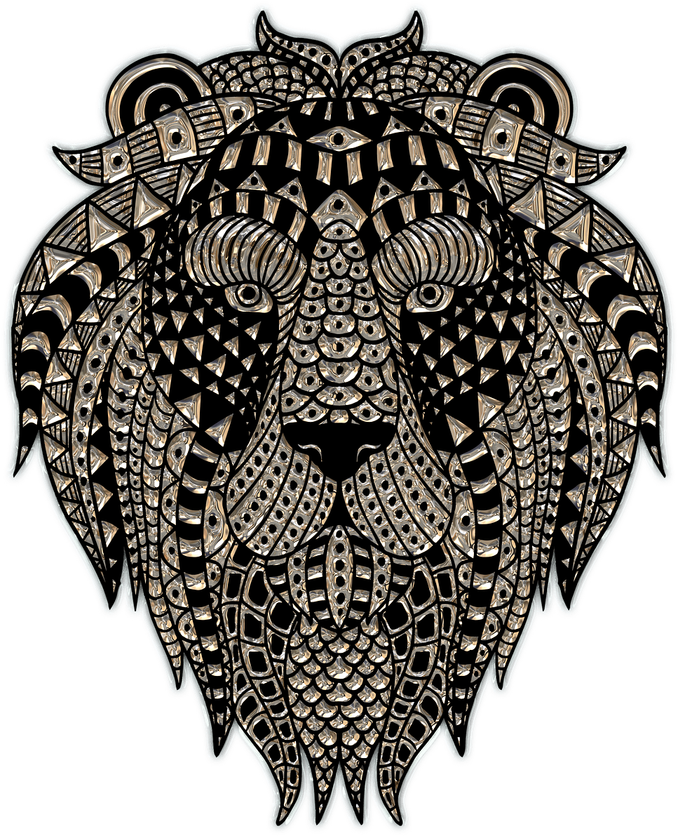 Download Lion Head Plastic Art Transparent Png - Lion Zentangle Art Clipart (1280x1280), Png Download