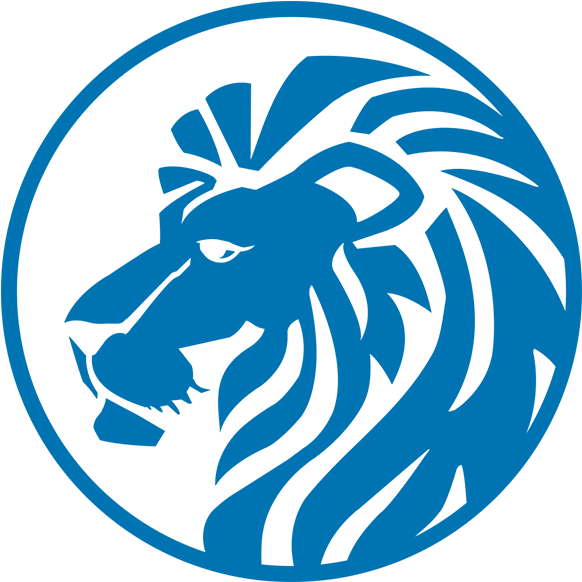 Lion Head Blue - Lion Head Logo Blue Clipart (615x615), Png Download