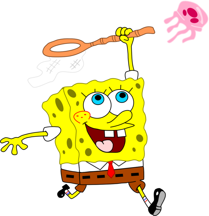 Drawing Spongebob Jellyfish 1 Clipart - Spongebob Jellyfishing - Png Download (877x910), Png Download