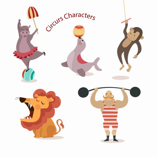 Circus Animals Png Photo - Circus Character Vector Clipart (650x651), Png Download