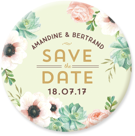 Invitation Mariage Personnalise Fleurs Pink Mint Bouquet - Circle Clipart (700x700), Png Download