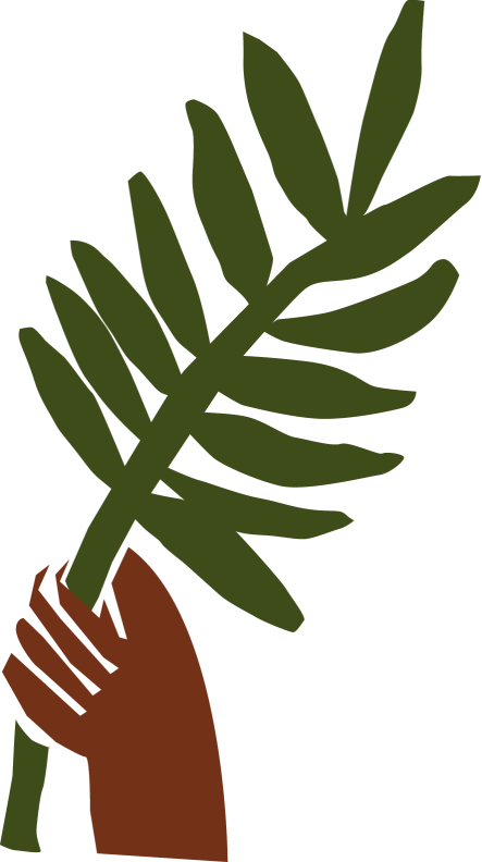 Palm Leaf Clip Art Free - Hand Holding Palm Leaf - Png Download (443x792), Png Download