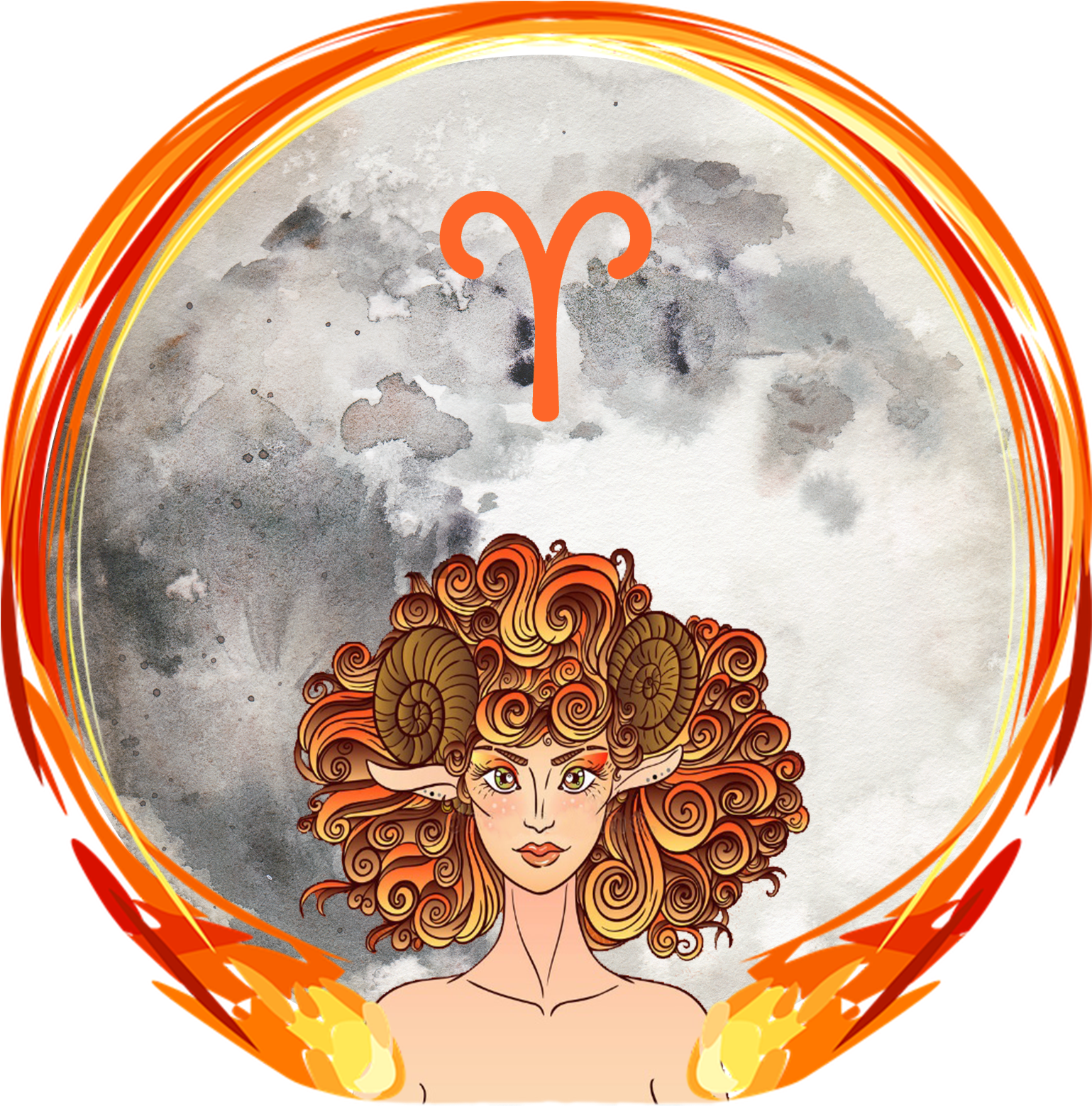Aries Full Moon September - Illustration Clipart (2000x2000), Png Download