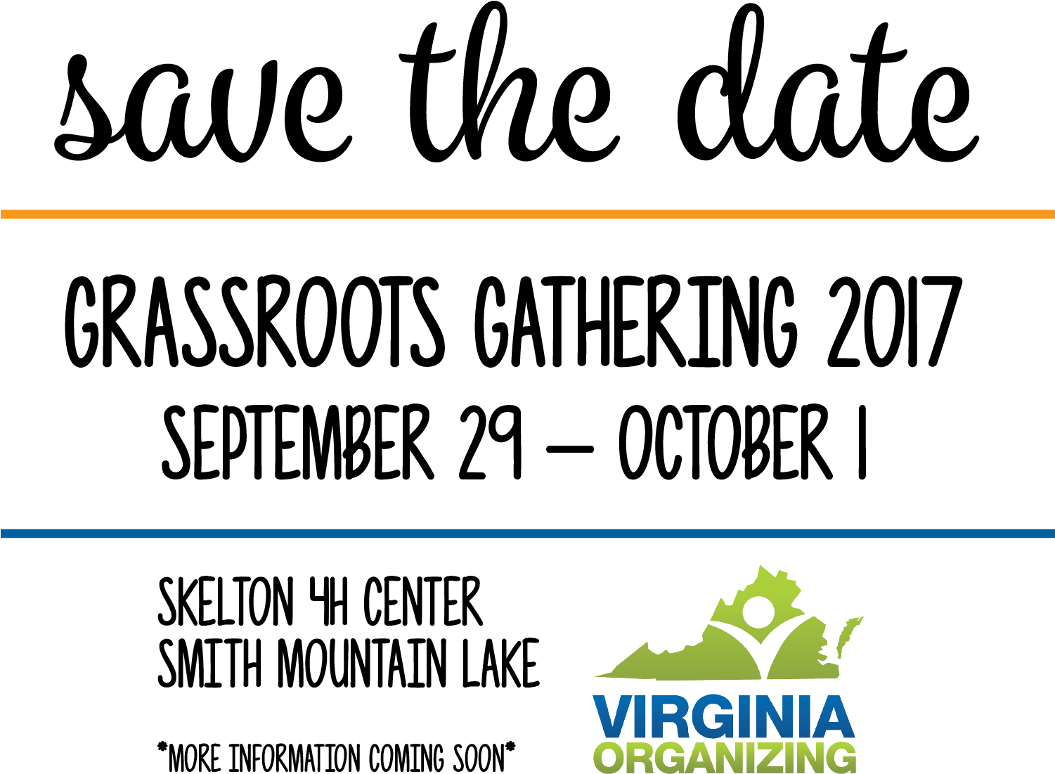 Grassroots Gathering 2017 Save The Date - Virginia Organizing Clipart (1500x1171), Png Download