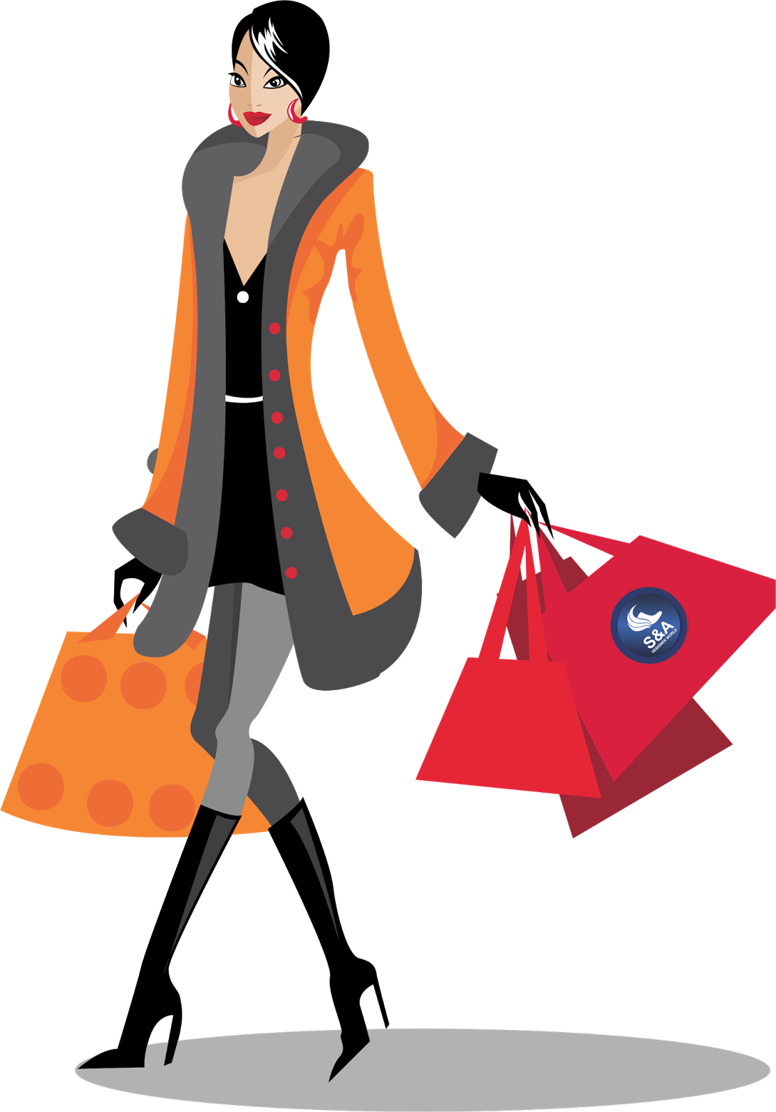 Fashion Style Png - Woman Shopping Vector Png Clipart (1116x1600), Png Download