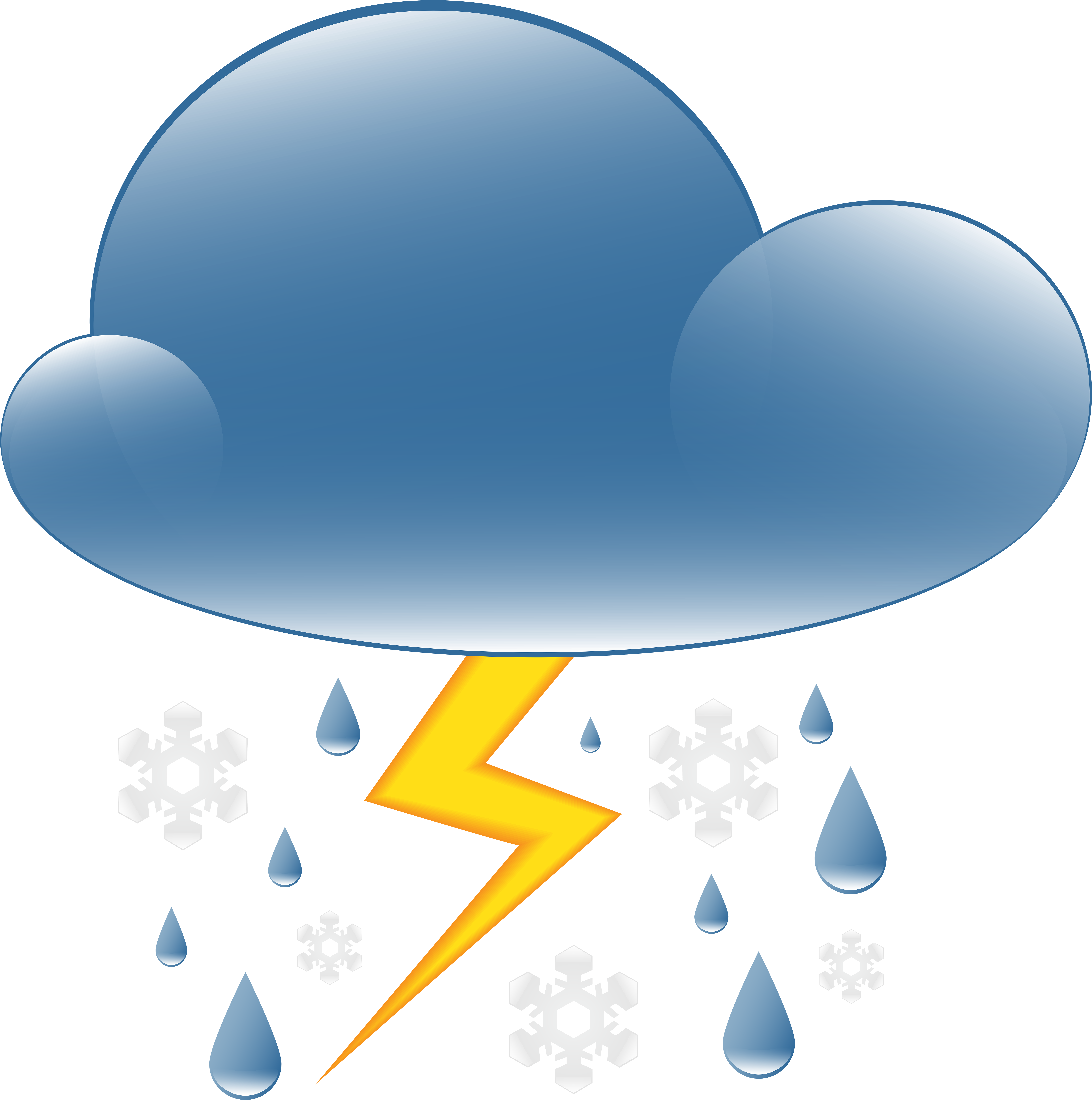 Thunder Rain And Snow Weather Icon Png Clip Art Transparent Png (7941x8000), Png Download