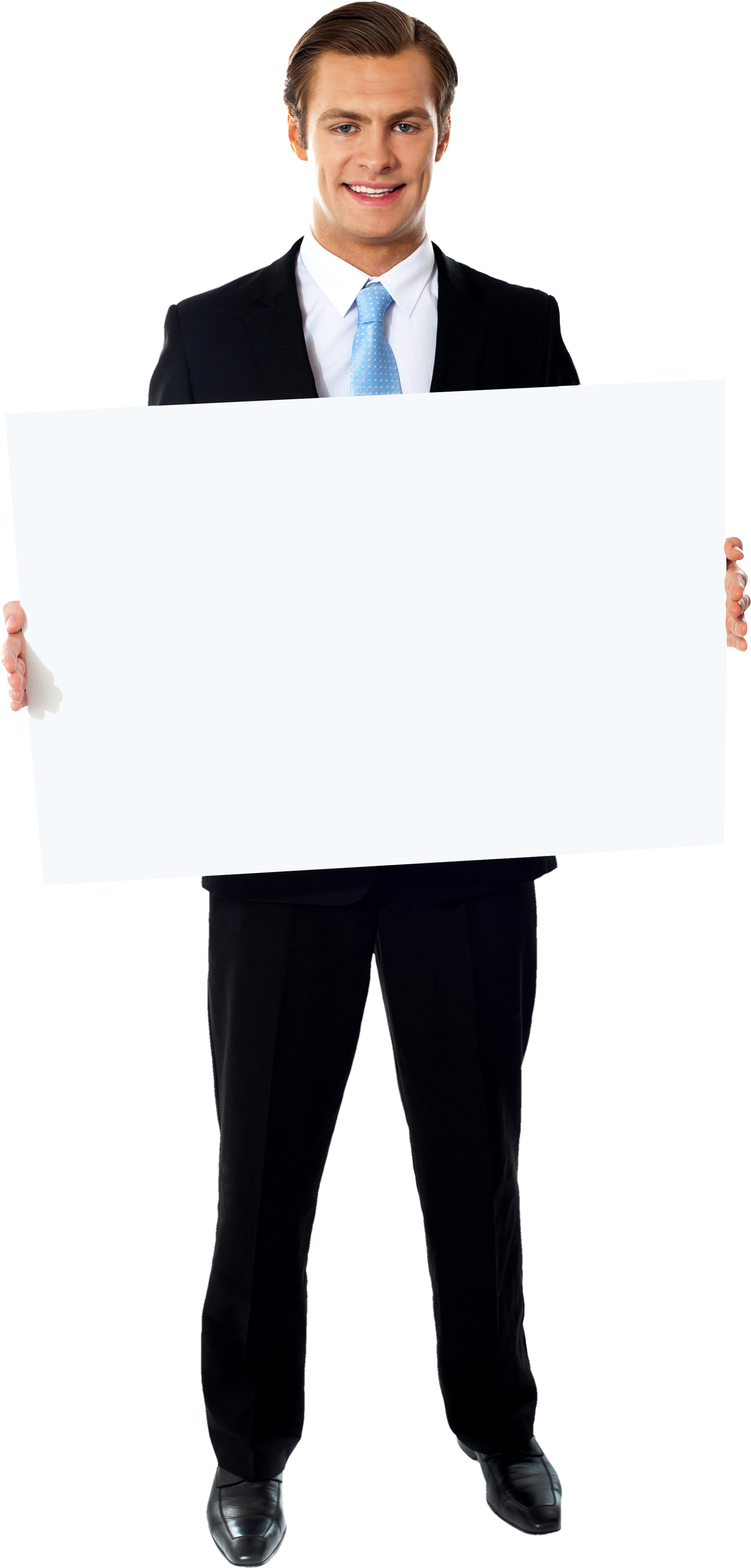 Businessmen Holding Banner - Man Holding Something Png Clipart (3107x4594), Png Download