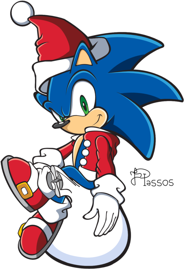 Clip Freeuse Download The Hedgehog Christmas Team Style - Sonic The Hedgehog Christmas Drawing - Png Download (729x1097), Png Download