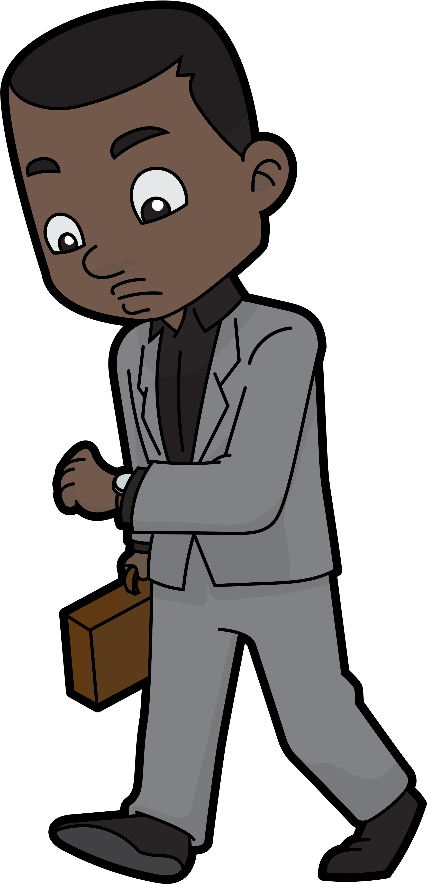 Vector Transparent File Cartoon Black Checking His - Black Businessman Cartoon Character Clipart (2000x3868), Png Download