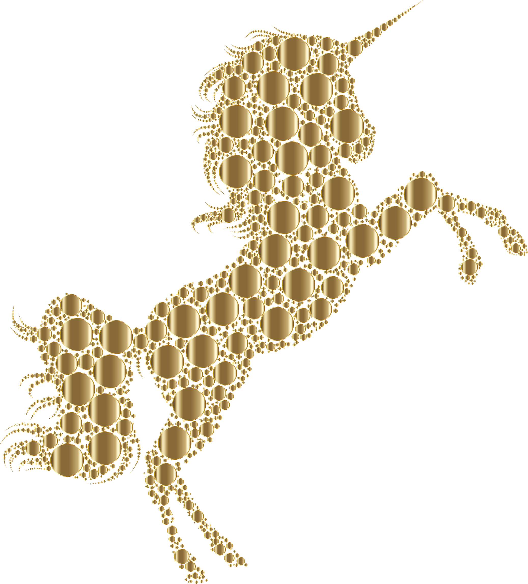 Vector Transparent Library Gold Unicorn Clipart - Gold Silhouette Unicorn .png (2074x2296), Png Download