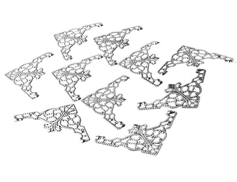 10 Filigree Silver Corners - Drawing Clipart (800x800), Png Download