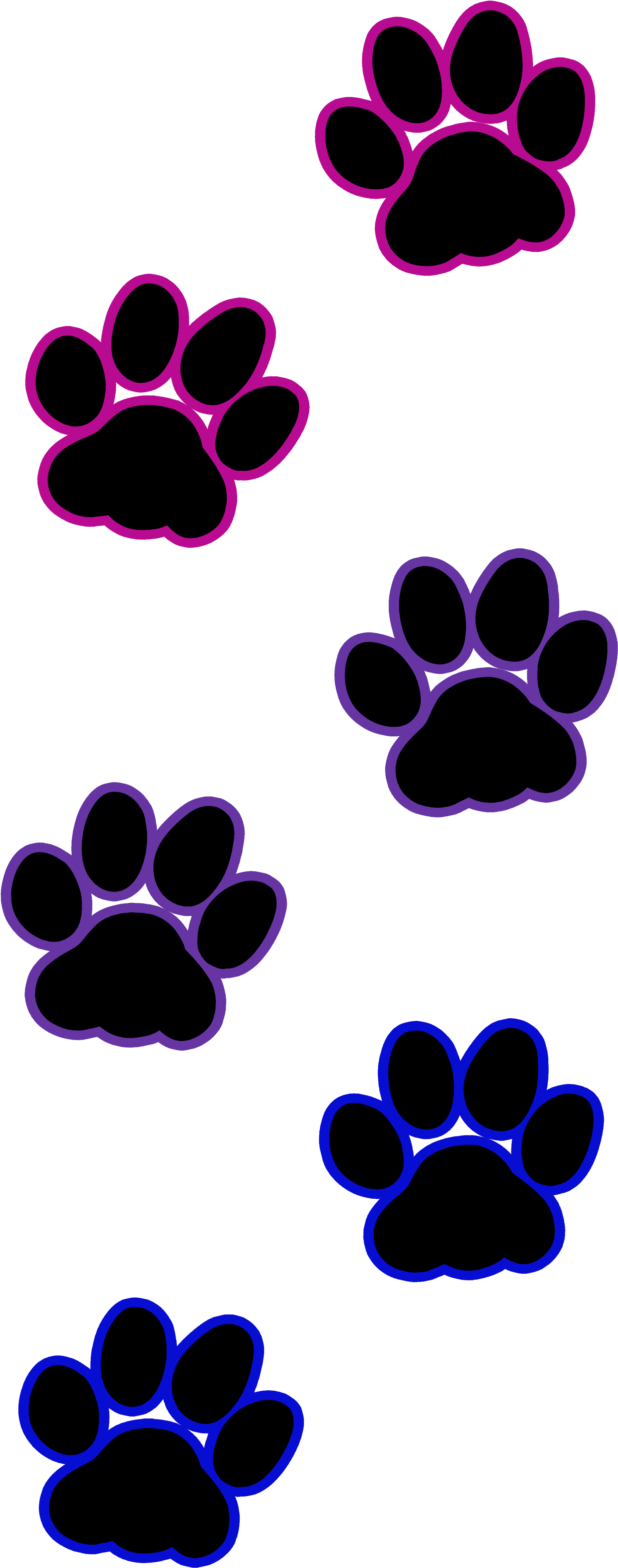 Cat Paws Png - Transparent Rainbow Paw Print Clipart (1862x4721), Png Download