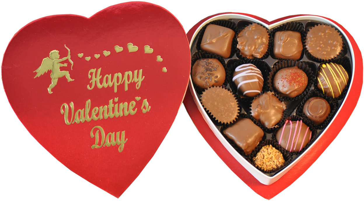 Happy Valentines Day Chocolate - Valentine's Day Chocolate Heart Box Clipart (1500x996), Png Download