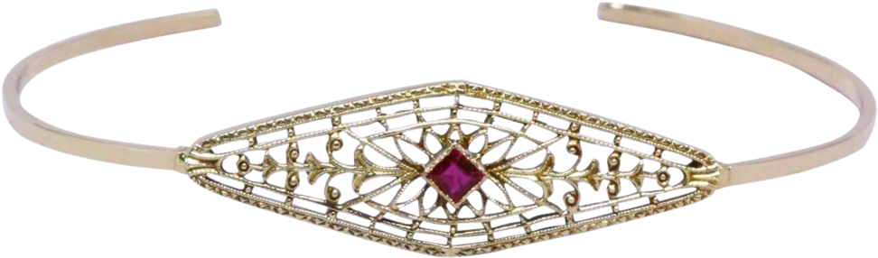 Vintage Ruby Filigree Bangle Bracelet - Bangle Clipart (1000x1000), Png Download