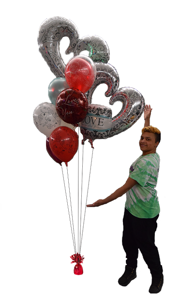 Rose And Filigree Balloon Bouquet - Balloon Clipart (605x605), Png Download