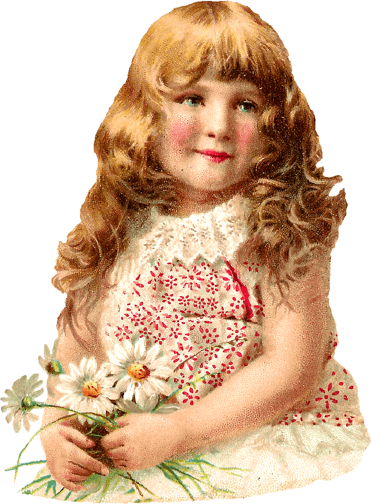 Girl With Flowers Victorian - Ayer's Sarsaparilla Clipart (871x1154), Png Download