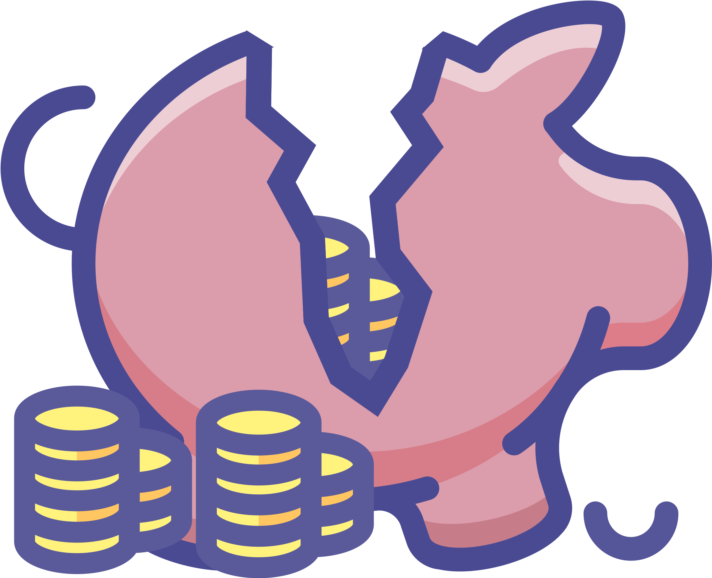 Piggy Bank Money Bank Officer Clip Art - Broken Piggy Bank Clipart - Png Download (2367x1921), Png Download