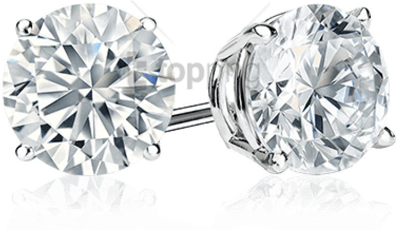 Free Png Diamond Stud Earrings Png Image With Transparent - 4 Claw Diamond Stud Earrings Clipart (850x617), Png Download