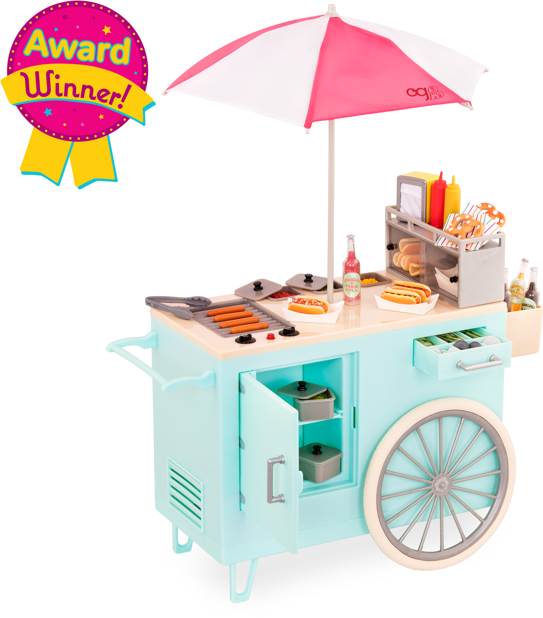 Retro Hot Dog Cart For 18-inch Dolls - Our Generation Hot Dog Cart Clipart (2100x2100), Png Download
