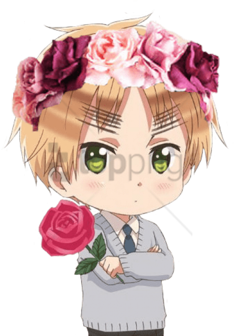 Free Png Tumblr Transparent Flower Crown Png Images - Hetalia England With Rose Clipart (480x668), Png Download
